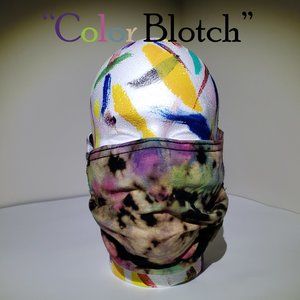 Hand-dyed 100% Cotton Pleated Face Covering - “Color Blotch”